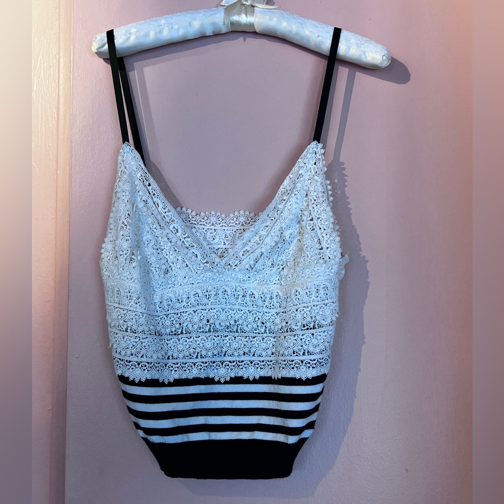 CHANEL lace and stripes camisole vintage 2005 spring//summer authentic